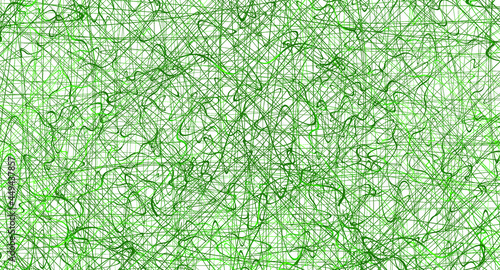 Green chaotic lines background. Hand drawn lines. Tangled chaotic pattern. Vector illustration.