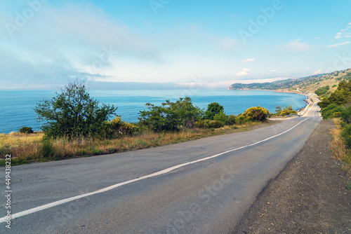 A road along the Black Sea coast. Crimea.The village of Morskoye.