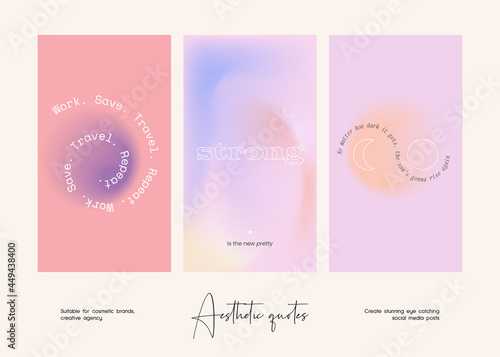 Social media story gradient aesthetic quotes template collection