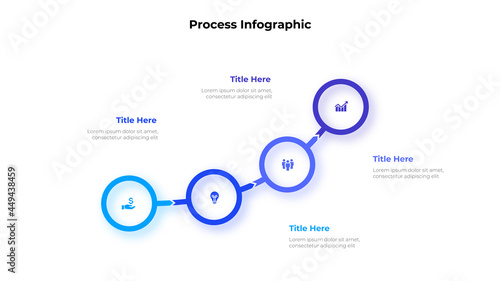 Four circles infographic elements. Concept of 4 options of business development process. Timeline vector illustration