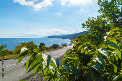 A winding road along the Black Sea coast. Crimea.The village of Morskoye.