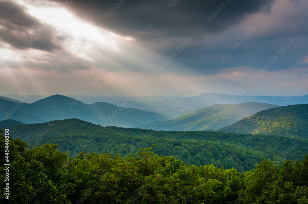 Appalachian Mountain Sunbeams, Shenandoah National Park, Virginia, USA