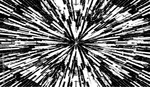 Circular starburst explosion texture. Distressed uneven grunge background. Abstract vector illustration. Overlay to create interesting effect and depth. Isolated on white background.