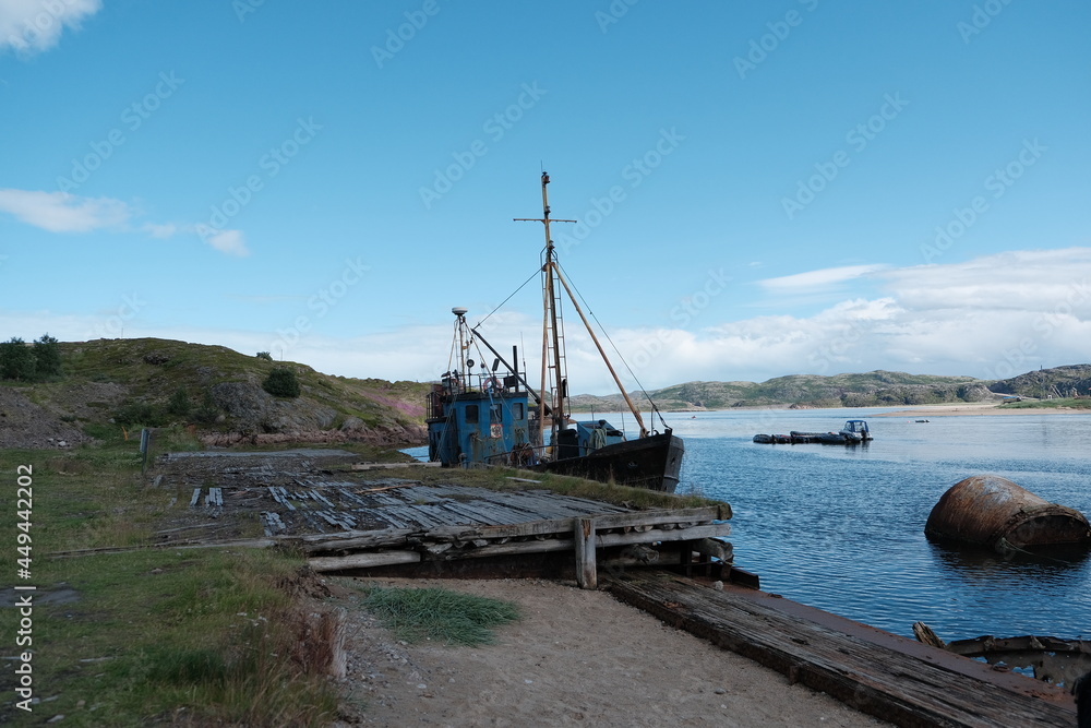 The coast of the Barents Sea near the village of Teriberka, Murmansk region, Russia