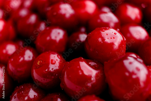 Closeup of heap of red cherry fruit