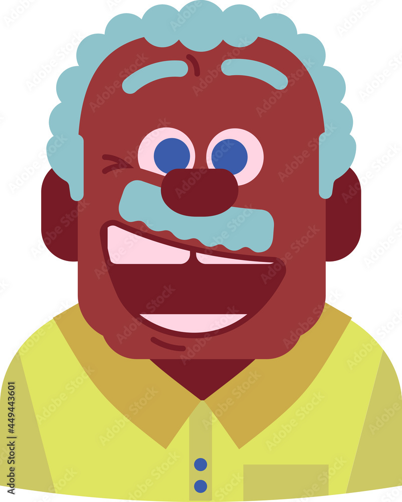 portrait icon of a happy old black man in vector. portrait icon of a happy old black man in vector.