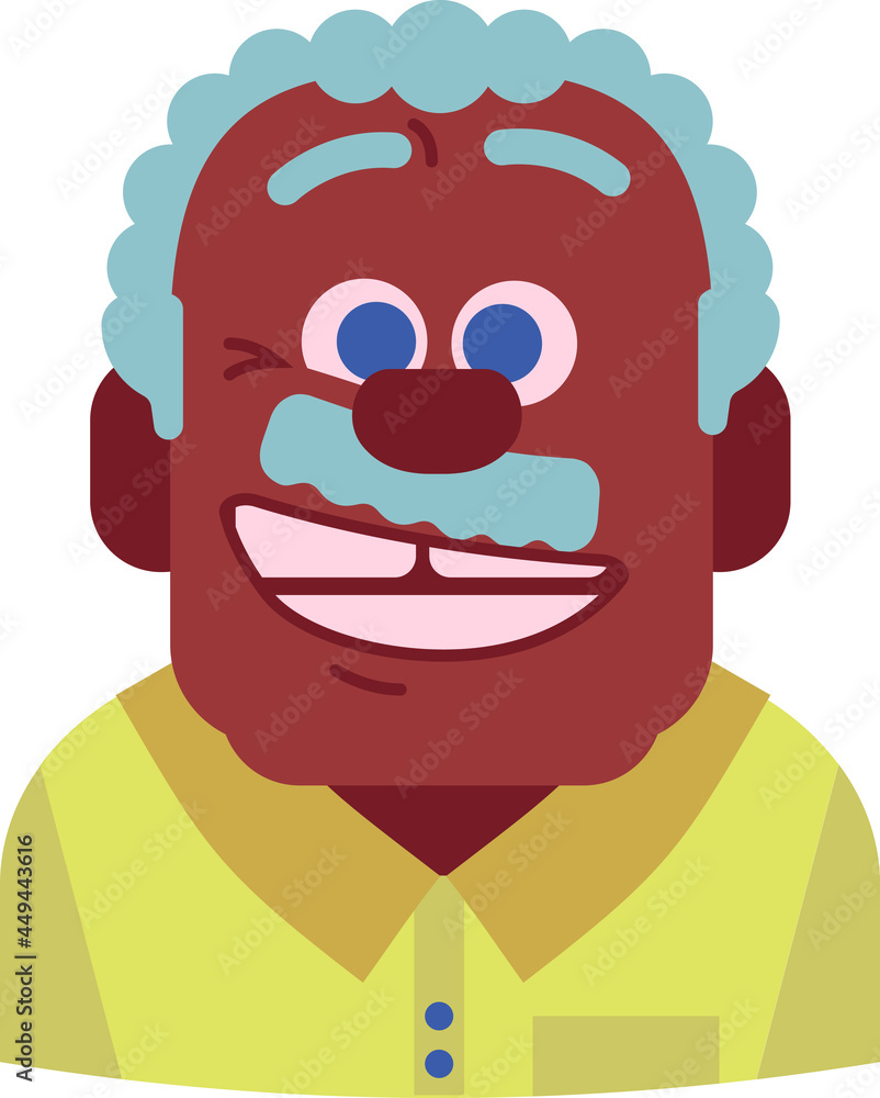 portrait icon of a happy old black man in vector.