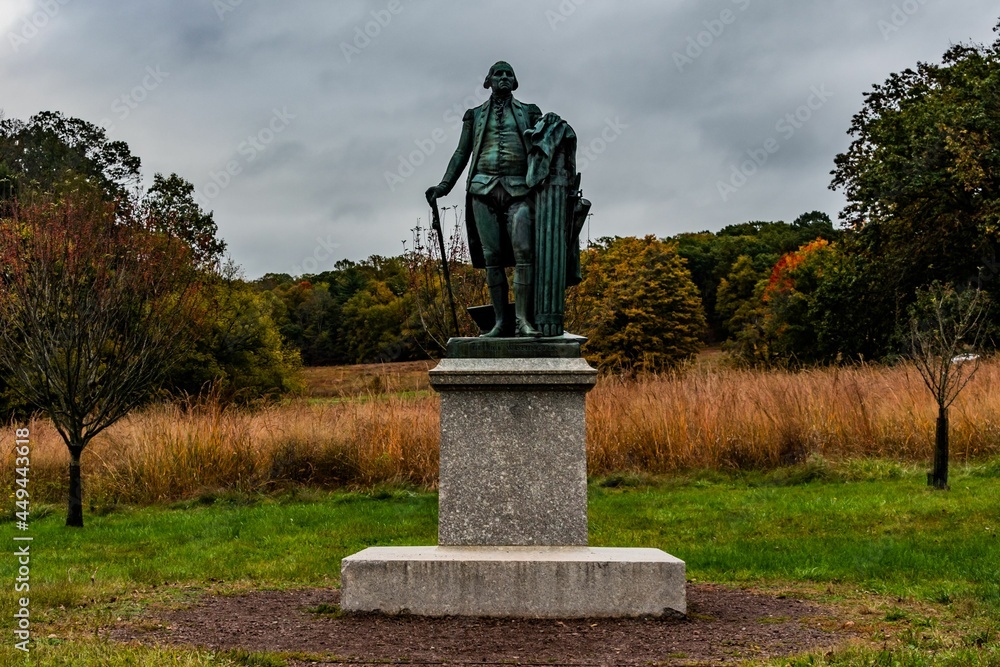George Washington Statue in Autumn, Valley Forge National Historical Park, Pennsylvania, USA