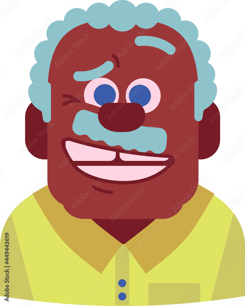 portrait icon of a happy old black man in vector.