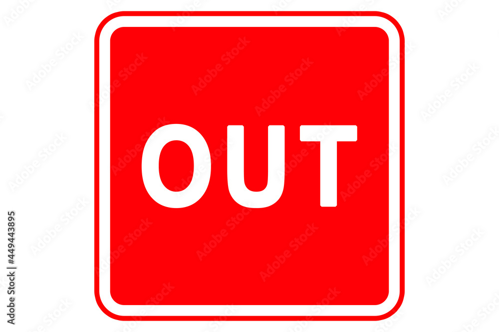 illustration of word out on red background illustration of word out on red background