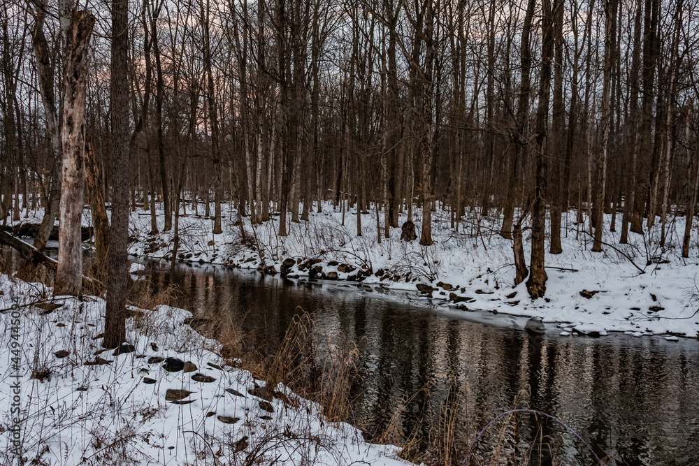 Obraz premium Sherman Creek in Winter, Perry County, :Pennsylvania, USA