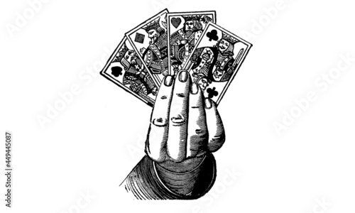 Vector Illustration of a Hand Holding cards
