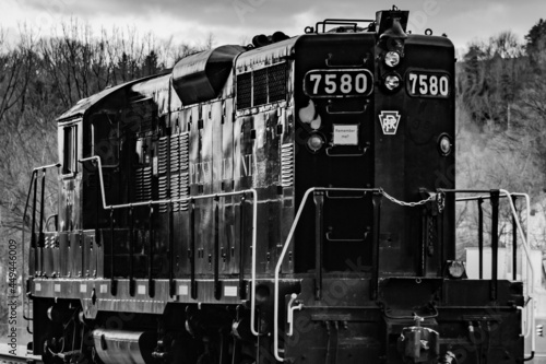 Monochrome Image of Pennsylvania Railroad Locomotive, Glen Rock, Pennsylvania, USA