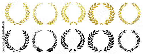 Laurel wreath gold collection vector png eps