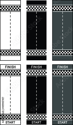 Straight Racetrack with Start and Finish Lines - Clipart Set