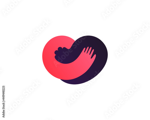 Abstract heart from cat and dog paws logo template. Creative colorful shelter, pet care, charity vector sign icon logotype.