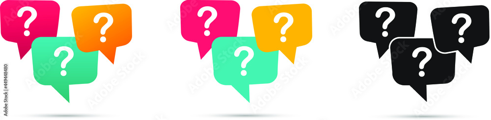 Question Mark With Speech Bubbles Set Vector Design. Question Mark With Speech Bubbles Set Vector Design.