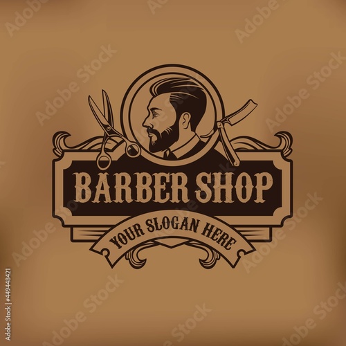 Barber Shop Modern Vintage Logo Design