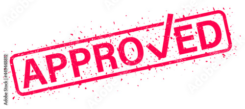 Grunge red approved square rubber seal stamp on white background. Vector