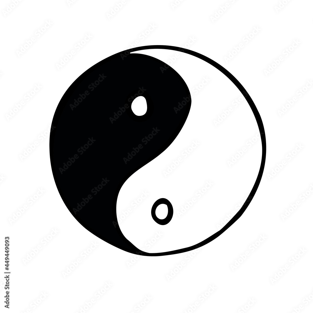 Vector hand drawn doodle sketch Yin Yang isolated on white background Vector hand drawn doodle sketch Yin Yang isolated on white background