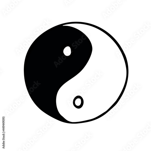 Vector hand drawn doodle sketch Yin Yang isolated on white background