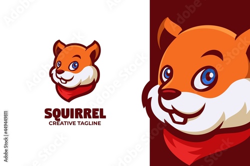 Funny Squirrel Cartoon Mascot Logo Illustration