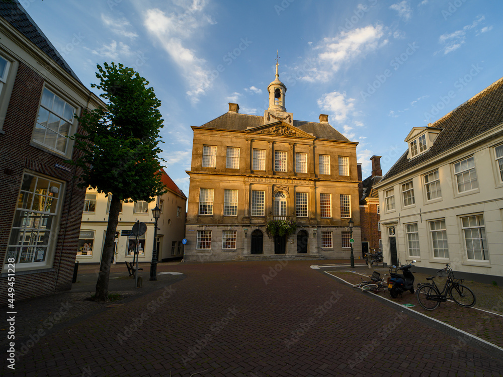 The old town hall on a summer evening in Weesp