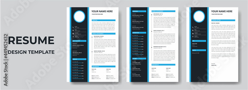 Clean Modern Resume and Cover Letter Layout Vector Template for Business Job Applications, Minimalist resume cv template, Resume design template, cv design, multipurpose resume design photo