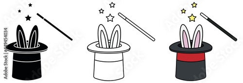 Rabbit out of a hat Magic Trick - Clipart Set