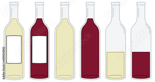 Red and White Wine Bottle Clipart Set