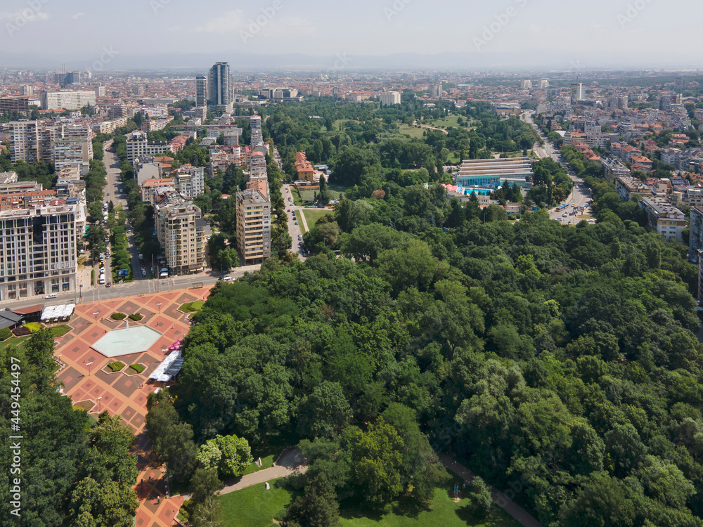 Aerial view of South Park in city of Sofia, Bulgaria