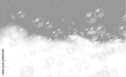Set bath foam with shampoo bubbles, soap.
