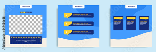 Social media faq, question, answer post banner layout template with geometric shape background and bubble message design element in blue yellow white color. Vector illustration