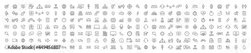 Set of 200 Teamwork web icons in line style. Team Work, people, support, business. Vector illustration.