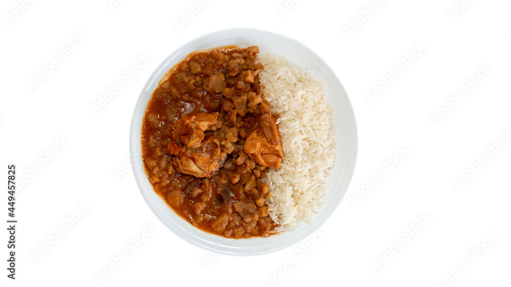 Carapulcra de Pollo, Peruvian food based on dried potatoes, pork or chicken, spices such as ají panca, onion, garlic, pepper, cumin. Carapulcra de Pollo, Peruvian food based on dried potatoes, pork or chicken, spices such as ají panca, onion, garlic, pepper, cumin.