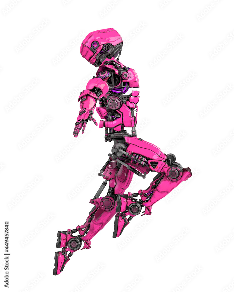 mega robot is jumping for freadom in white background side view mega robot is jumping for freadom in white background side view