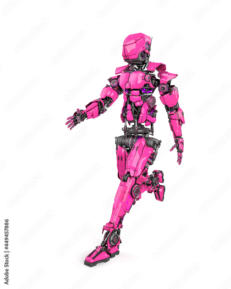 mega robot is walking on white background mega robot is walking on white background
