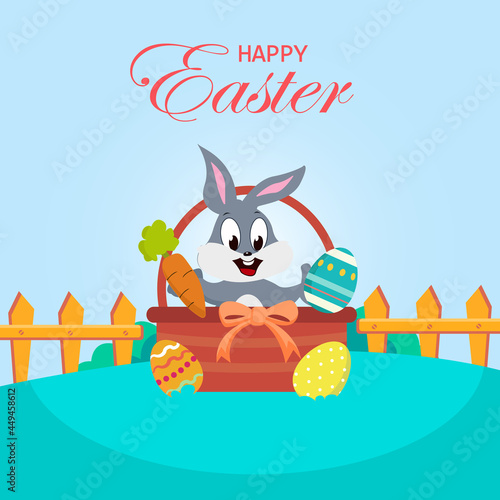 Flat design happy easter day big egg. Landing page template, Flat vector illustration photo