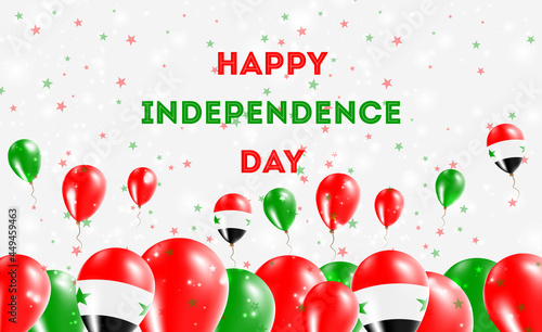 Syrian Arab Republic Independence Day Patriotic Design. Balloons in Syrian National Colors. Happy Independence Day Vector Greeting Card.