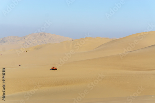 A buggy car on desert in Ica  Peru. taking buggy car is popular adventure for tourist.