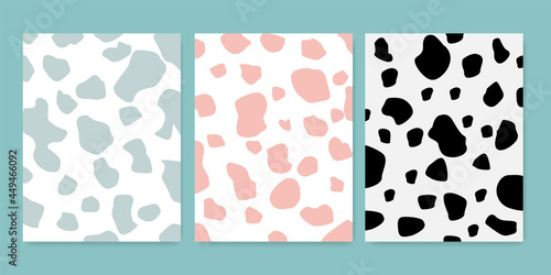  Set of cute cow pattern cover design.Cow pattern background.Can be used for background,wallpaper or book cover.Vector illustration.Eps 10.