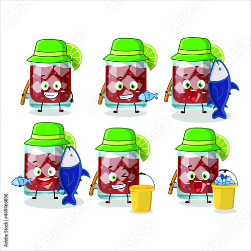 A fisherman sazerac cartoon picture catch a big fish. Vector illustration