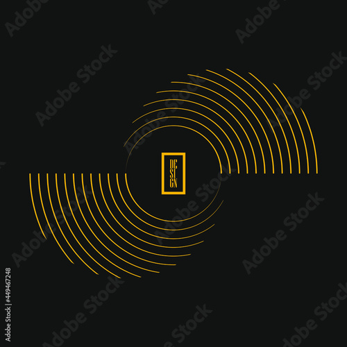 Concentric yellow speed lines in circle form. Geometric art. Design element for border frame, round logo, blackout tattoo, sign, symbol, web pages, prints, template, pattern and abstract background