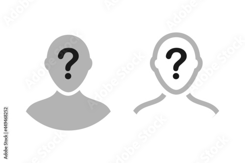 User profile with question icon. Unknown person, suspect concept. Illustration vector