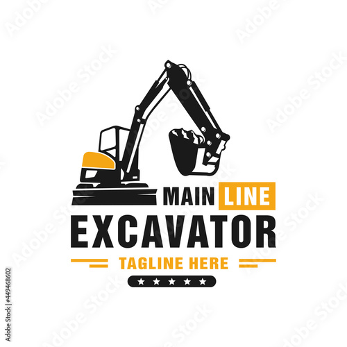 excavator heavy equipment illustration logo