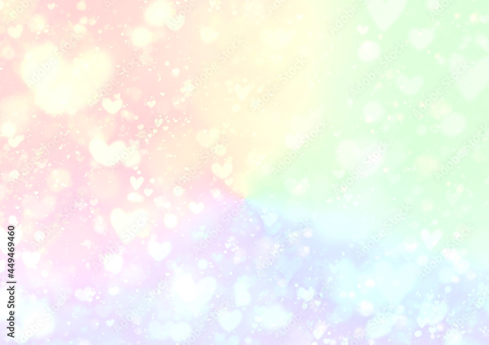 ハートが可愛いファンタジーレインボー背景