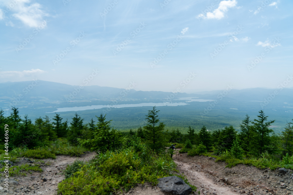 北海道森町、鹿部町、七飯町の北海道駒ヶ岳を登山する風景 Scenery of climbing Mt. Hokkaido-Komagatake in Morimachi, Shikabe-cho, and Nanae-cho, Hokkaido.