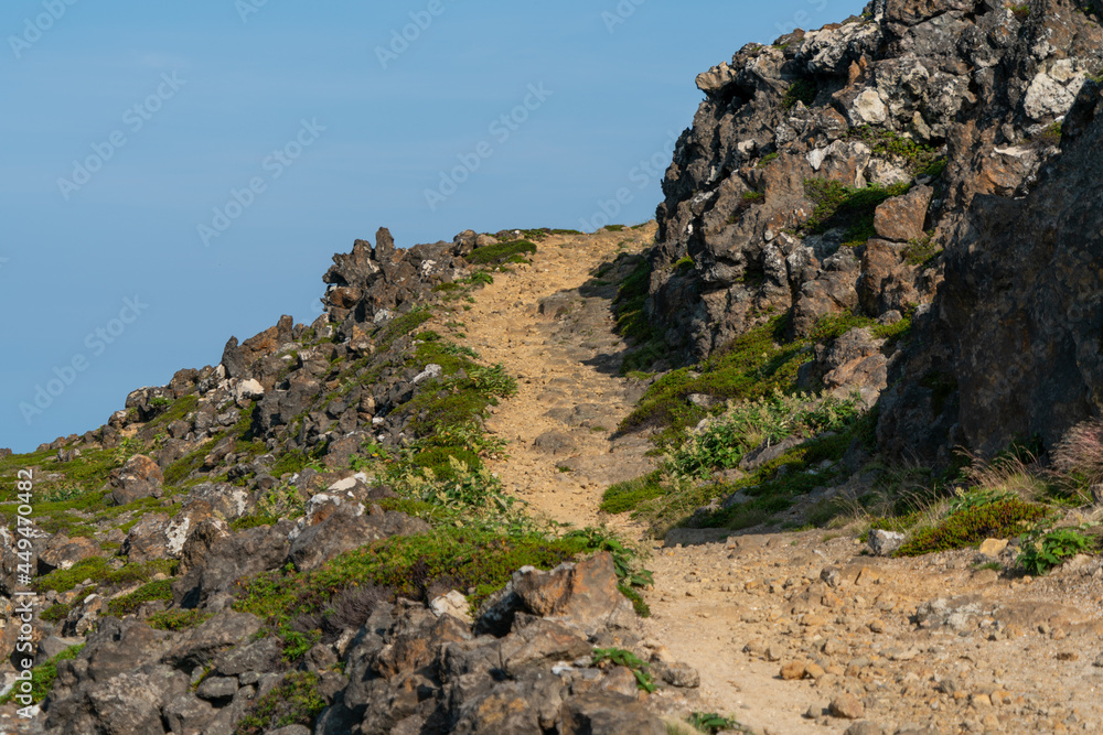 北海道函館市の恵山を登山する風景 Scenery of climbing Mt. E in Hakodate, Hokkaido. 北海道函館市の恵山を登山する風景 Scenery of climbing Mt. E in Hakodate, Hokkaido.
