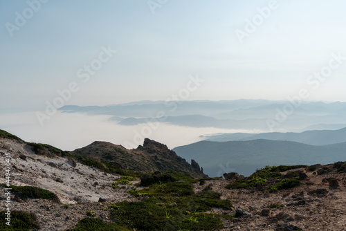 北海道函館市の恵山を登山する風景 Scenery of climbing Mt. E in Hakodate, Hokkaido.