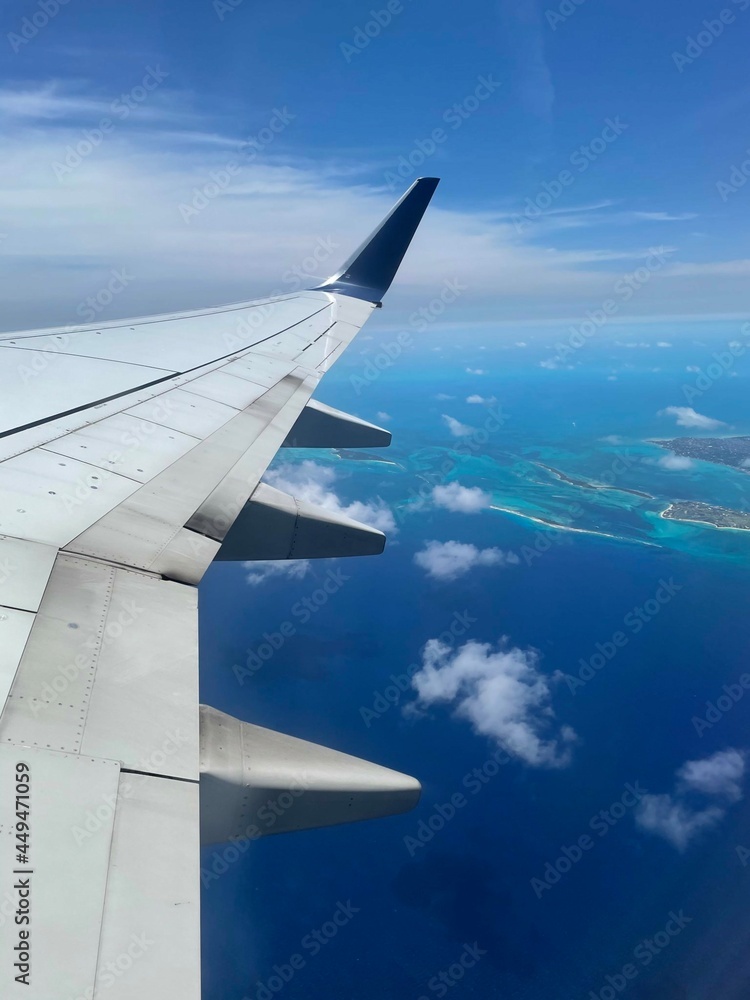View of Bahamas from an Airplane Window